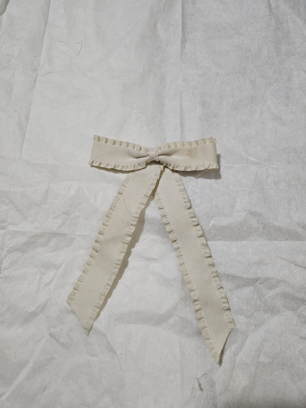 Cream Ribbon Hair Bow Clip